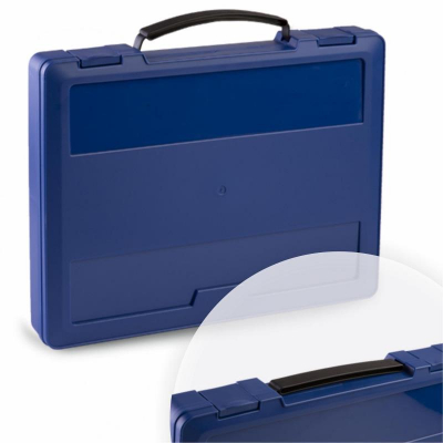 Портфель A4+  35х27х5см СТАММ с выдвижной ручкой пластиковый синий
