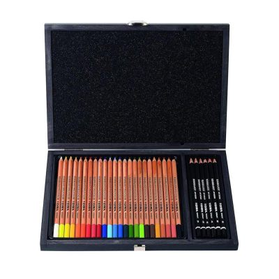 Набор художественный Lyra Rembrandt Polycolor + Art Design 30пр в деревянной коробке