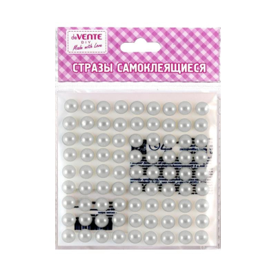 Стразы deVENTE 'Жемчуг'&nbsp;&nbsp;8мм&nbsp;&nbsp;80шт серебряные акриловые самоклеящиеся
