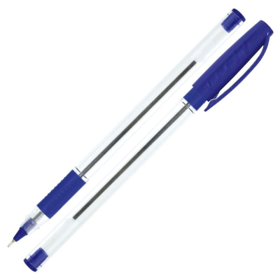 Ручка шариковая deVENTE 0.7мм 'Triolino Crystal' игольчатый стержень трехгранный корпус с резиновой манжетой синяя