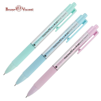 Ручка гелевая автоматическая BrunoVisconti® 0.5мм 'FineWrite' 'Zefir' игольчатый стержень 4 цвета корпуса ассорти черная