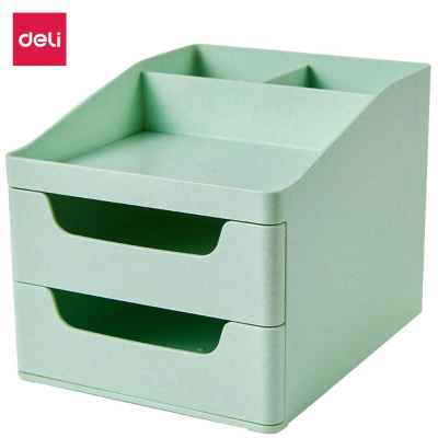 Подставка для принадлежностей Deli 'Urbanroot' 3 отделения 16x20x15см 2 выдвижных ящичка зеленая