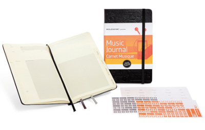 Записная книжка A5 120л Moleskine® Passion Music Large 6 разделов +стикеры черная твердая обложка на резиновой застежке