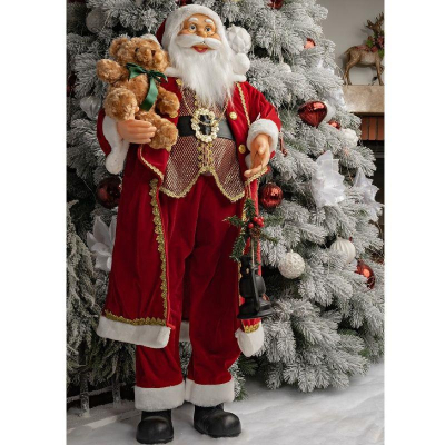 Дед Мороз 110см в красном костюме с медвежонком