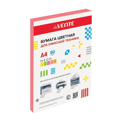 Бумага цветная A4 deVENTE  75г неон розовая  20л