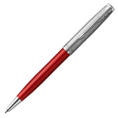 Ручка шариковая Parker Sonnet Sand Blasted Metal & Red CT Medium черные чернила