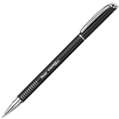 Ручка гелевая Pentel 'EnerGel' Metal Lite Cap 0.7мм металлический корпус Black с прозрачным футляром в блистере