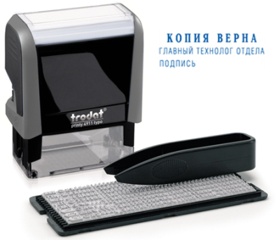 Штамп самонаборный 3 стр 38х14мм Trodat Printy 4911P4 Typo серый корпус 15-22 знаков в строке