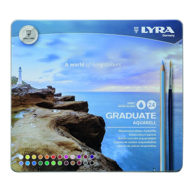 Карандаши акварельные художественные Lyra Graduate Aquarell 24цв в металлической коробке