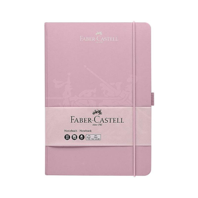 Записная книжка A5  96л клетка Faber-Castel тонированный блок ляссе твердая обложка на резиновой застежке дымчато розовая