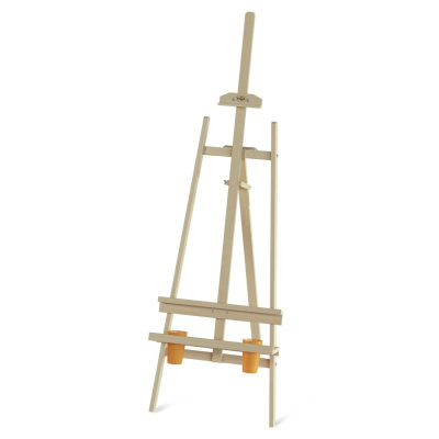 Мольберт напольный Гамма Лира Студия 53х71х170см с бегунком и дополнительной полкой/ стаканами сосна