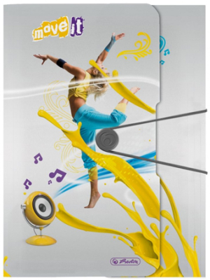 Папка с резиновой застежкой пластиковая A4 до 350л с 3 клапанами Herlitz Move it Yellow