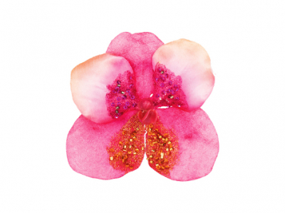 Цветок на прищепке 14см Орхидея Модный бархат розовый с бисером