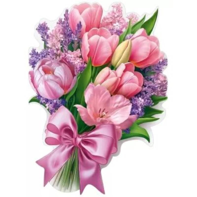 Украшение на скотче A5 'Букет из тюльпанов и сирени'