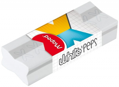 Ластик пластиковый для карандаша Maped White'Peps 61х22х13мм с картонным держателем