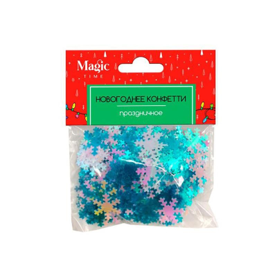 Конфетти новогоднее в форме снежинок 15гр разноцветные