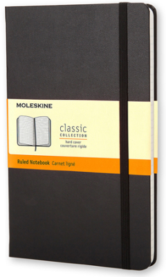 Записная книжка A6  96л линейка Moleskine® Classic Pocket твердая обложка на резиновой застежке черная