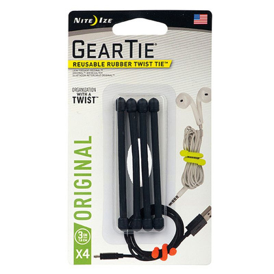 Стяжка Nite Ize Gear Tie®&nbsp;&nbsp;3" -&nbsp;&nbsp;7.6см&nbsp;&nbsp;4шт черная
