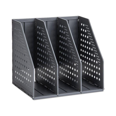 Накопитель вертикальный Deli A5&nbsp;&nbsp;3 отдела 180х200х150мм складной черный