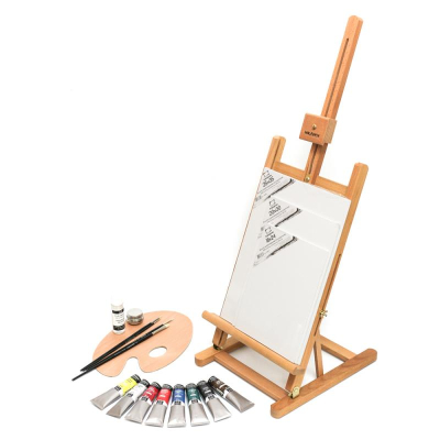Набор для живописи масляными красками Малевичъ с мольбертом картонной коробке