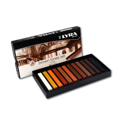 Пастель сухая твердая Lyra Brown Tones 12цв 10х65мм коричневые оттенки в картонной коробке