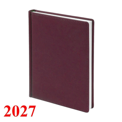 Ежедневник 2027 A5 BrunoVisconti® 'Velvet' 336стр твердая обложка искусственная кожа бордовый