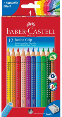 Карандаши акварельные  12цв Faber-Castell Grip Jumbo трехгранные +точилка в картонной коробке