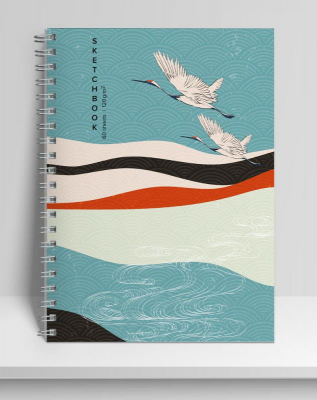 Блокнот для набросков Academy Style 14х20см 120г  60л на гребне твердая матовая обложка 'Японский пейзаж'