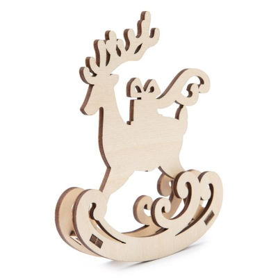 Заготовка для росписи деревянная новогодняя Олень качалка Mr. Carving 8х3.5х3.5см фанера