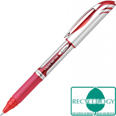 Ручка гелевая Pentel 0.7мм EnerGel с резиновой манжетой красная