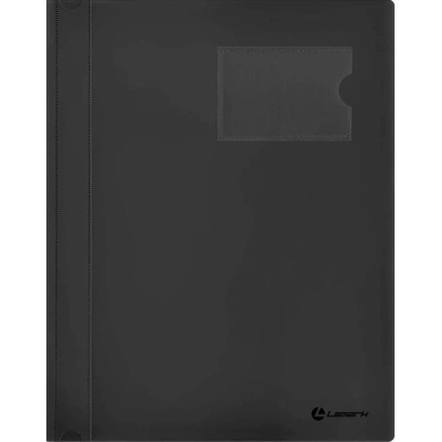 Скоросшиватель пластиковый A4 непрозрачный с карманом для визитки и внутренним карманом Lamark 300мкм черный