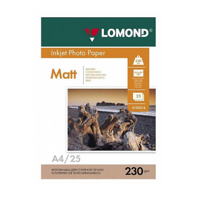 Бумага фото струйная A4&nbsp;&nbsp;230г&nbsp;&nbsp;25л Lomond матовая 2880dpi