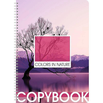 Тетрадь A4  80л клетка на гребне Lamark картонная глянцевая обложка выброчный лак 'Color in Nature Pink'