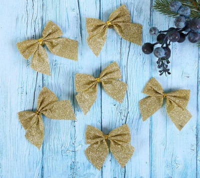 Бант  4.5см текстиль золото 12шт