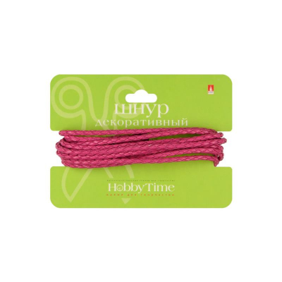 Шнур декоративный из экокожи плетеный Hobby Time круглый 3мм х2м розовый