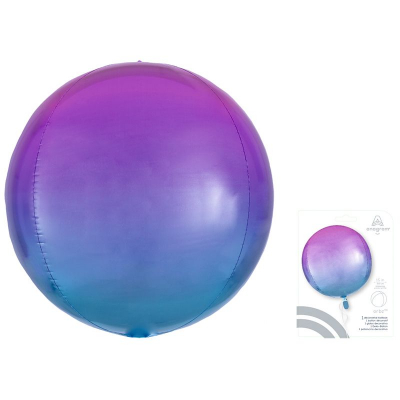 Шар воздушный фольгированный Сфера омбре розовый/голубой Anagram 41см
