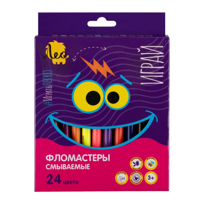 Фломастеры&nbsp;&nbsp;24цв Лео 'Играй' смываемые в картонной упаковке