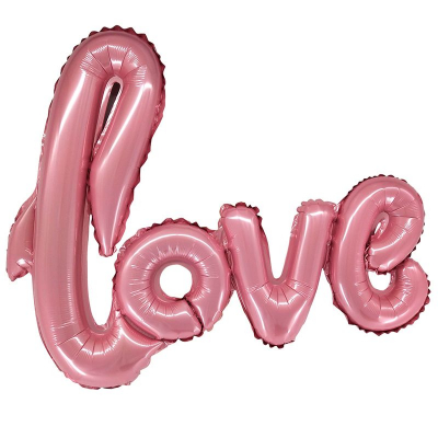 Шар воздушный фольгированный надпись 'Love' розовый 100х68см в упаковке