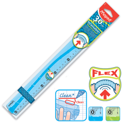Линейка пластиковая&nbsp;&nbsp;30см Maped Flex из неломающейся пластмассы тонированная в блистере