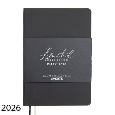 Ежедневник 2026 A5 deVENTE 'Nobile' 336стр тонированный блок гибкая обложка искусственная кожа Soft touch черный