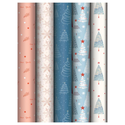 Бумага упаковочная новогодняя глянцевая MESHU&nbsp;&nbsp;70х100см 'Christmas time'&nbsp;&nbsp;5 дизайнов