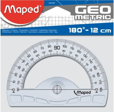 Транспортир 180°/12см Maped Geometric в блистере