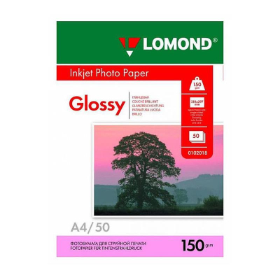 Бумага фото струйная A4  150г  50л Lomond глянцевая 2880dpi