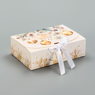 Коробка подарочная новогодняя прямоугольная 16х12х 5см складная 'Кристальный Новый год'