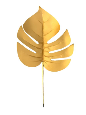 Ветка декоративная Монстера 32х20см золотая матовая на прищепке