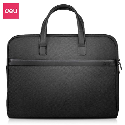 Сумка для ноутбука Deli 14" с ручками 39х29x5см терилен/экокожа черная