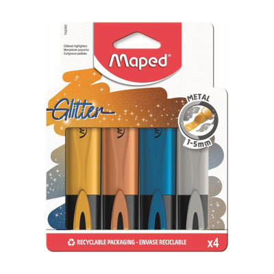 Текст-маркеры Maped Fluo 'Fluo Peps' 'Glitter'  1-5.0мм  4цв в блистере