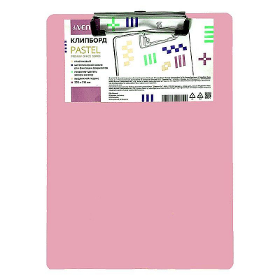 Клипборд A4 deVENTE 'Pastel' пластиковый 2.0мм розовый