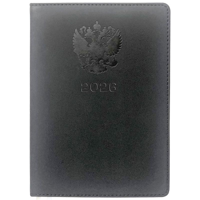 Еженедельник 2026 A4 deVENTE 'Emblem' 128стр тонированный блок твердая обложка с поролоном искусственная кожа черный