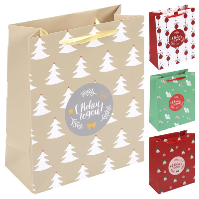 Пакет подарочный новогодний 26х32х12см 'Новогодний' 4 дизайна
